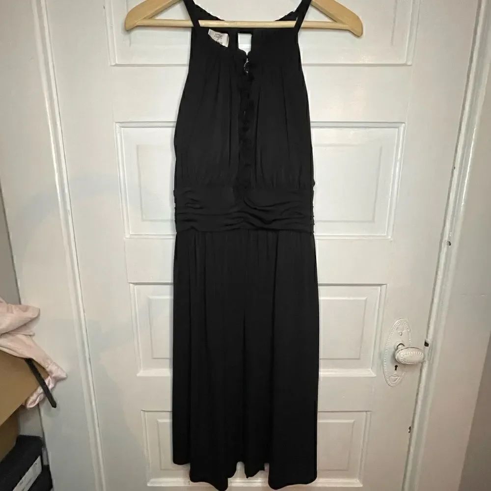 Suzi Chin for Maggie Boutique Black Halter Cocktail Dress